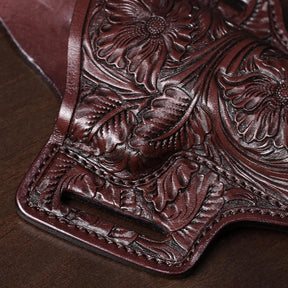 Premium Leather Holster for Women & Men, OWB Western Hand-Carved Holster - Compatible with Glock 17/19 Gen3-5 & 17/19 Gen4-5 MOS, 22/31(Gen3-4), 19X/ 44/45 - Fits 1.5" Belts, Right Hand - Polymerholster