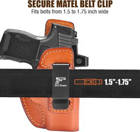 GUN & FLOWER  SIG Sauer P365 IWB Leather Holster - Premium Brown Leather, Optic Cut & Appendix Concealed Carry, Fits 1.5"-1.75" Belts, Right Hand for P365/P365X/P365 SAS/P365-380 - Gunflowerholsters