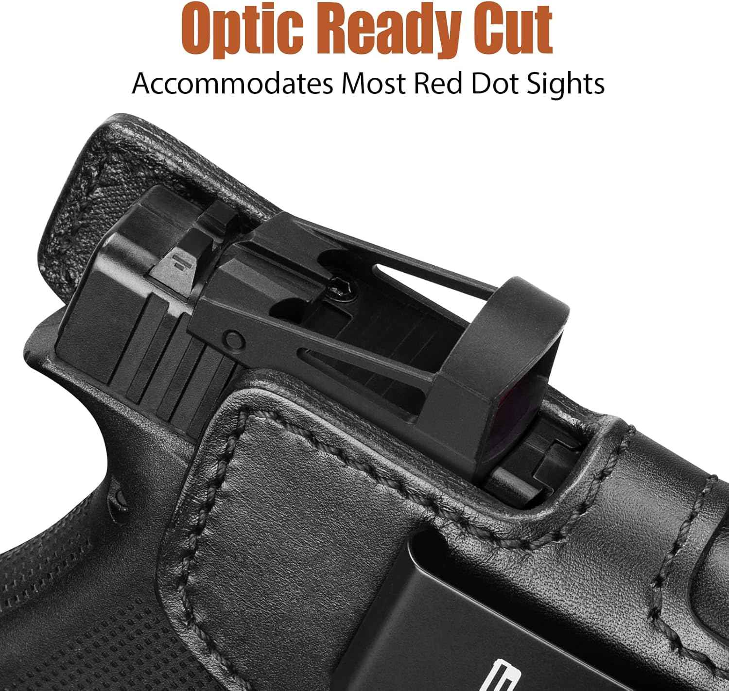 Glock 43/43X/43X MOS IWB Leather Holster - Optic Cut Concealed Carry, Appendix Inside Waistband, Fits 1.5"-1.75" Belt, Brown/Black Right Hand - GUN & FLOWER - Gunflowerholsters