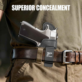 GUN & FLOWER 1911 Holster IWB Leather Optic Cut - Fits 5" / 4.25" / 4" Barrel 1911 firearms with or without Rail (Colt, Kimber, Springfield, S&W, Ruger, Tisas, Rock Island, Remington & More) - Right Hand Concealed Carry