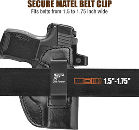 SIG Sauer P365 IWB Leather Holster - Premium Black Leather, Optic Cut & Appendix Concealed Carry, Fits 1.5"-1.75" Belts, Right Hand for P365/P365X/P365 SAS/P365-380 - Gunflowerholsters