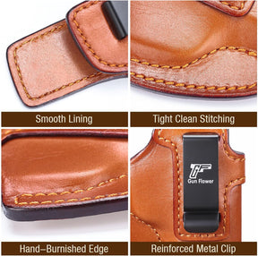 GUN & FLOWER  SIG Sauer P365 IWB Leather Holster - Premium Brown Leather, Optic Cut & Appendix Concealed Carry, Fits 1.5"-1.75" Belts, Right Hand for P365/P365X/P365 SAS/P365-380 - Gunflowerholsters