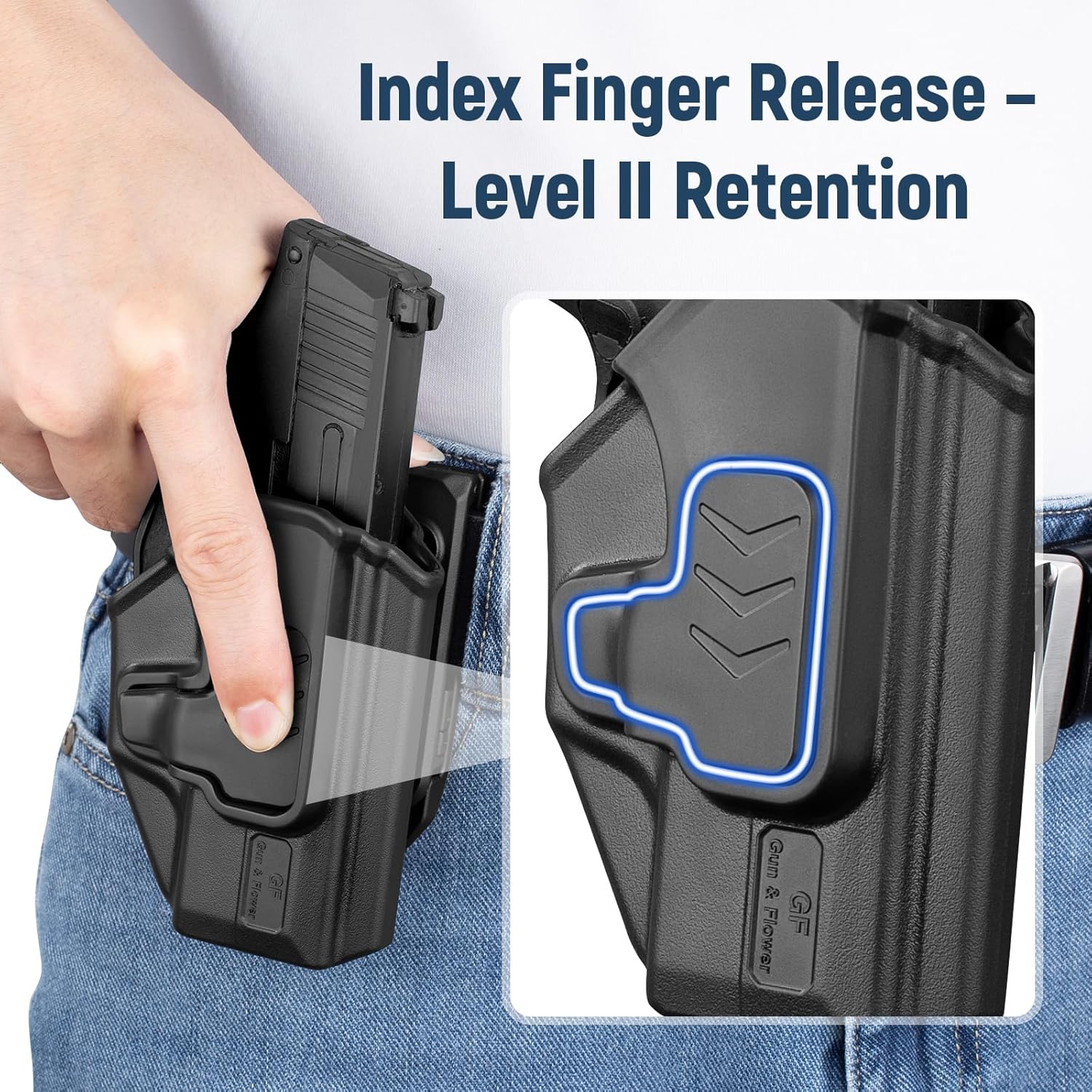 Gun & Flower Belt Clip Holster, OWB Holster for Sig Sauer P365 / P365X / P365 SAS / P365 .380, Index Finger Release, Adjustable Cant, Outside Waistband Carry, Not for XL or XMacro - Gunflowerholsters