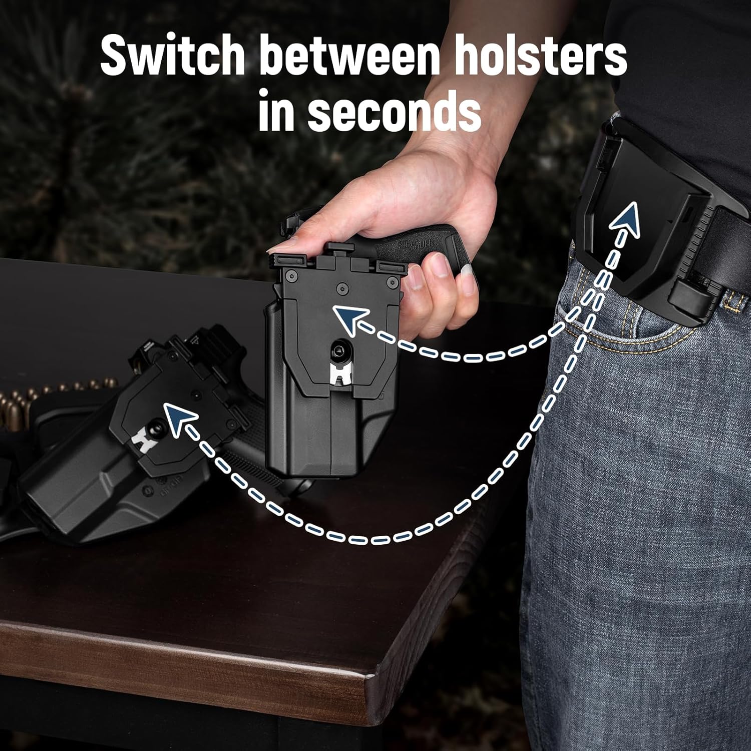 Gun & Flower P365 Quick Release Holster, OWB Holster for Sig Sauer P365X / P 365 SAS / P365 .380 ACP, Fast Detach Base, Index Finger Release, Adjustable Cant, Not for XL/XMacro - Gunflowerholsters