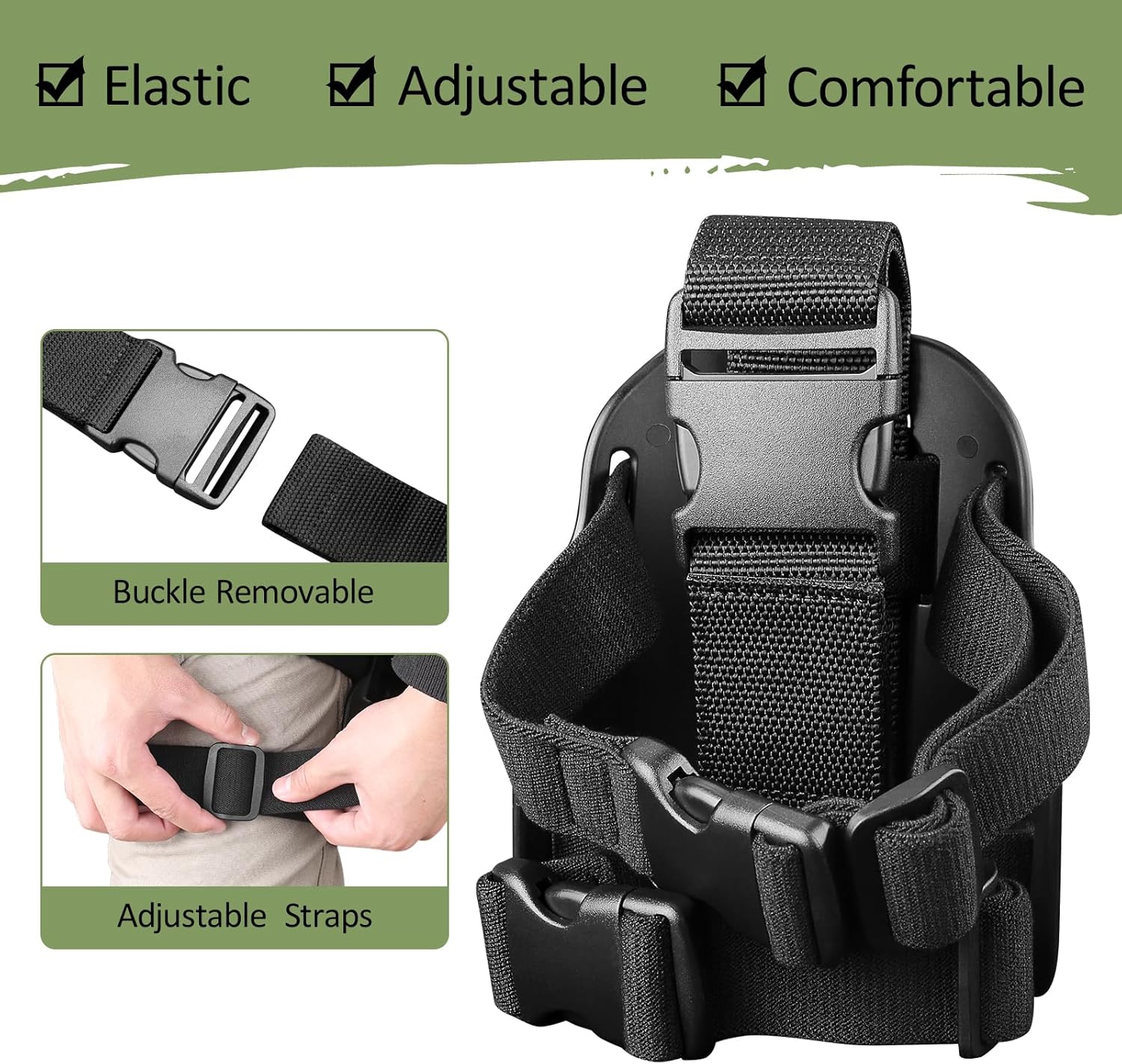 Tactical Level II G17 Drop Leg Holster with Single Mag Pouch for Glock 17/19 Gen3-5, 22/23/31/32 Gen3-4, 19X/44/45 – Kydex Thigh Holster Adjustable Right-Hand Draw - Polymerholster