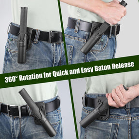 Baton Holder for 1.0 to 1.12 inch Diameter Batons, Expandable Baton Holsters for Duty Belt, 360 Degrees Rotation Tactical Swivelling Baton Pouch, Fits 1.5" 1.75" 2.0" Wide Belt - Polymerholster