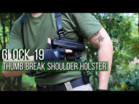 Handmade Full Grain Leather Strap with US Kydex Hybrid Shoulder Holster for Glock G17 Gen3-5  G19 Gen3-5  G19X  G22 Gen5  G23 Gen3-5  G26 Gen3-5  G32 Gen3-4  G34 Gen3-5  G44  G45  & 9mm/.40 Double-Stack Mag