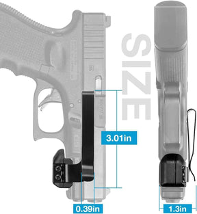 "Universal Rail Gun Clip, Low Profile Concealed Carry Gun Clip Fit: Gun w/Rail 1.31 Inch and Plus Hand gun accessories, namely, belt clips for securing a gun without the use of a holster "