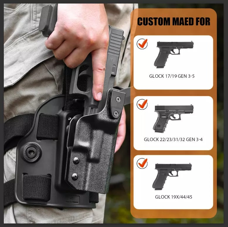 Gun & Flower Level II G17  Drop Leg Holster for  Glock17/19 Gen 3-5 G22/31 Gen3-4,Glock 19X/44/45 - Polymerholster