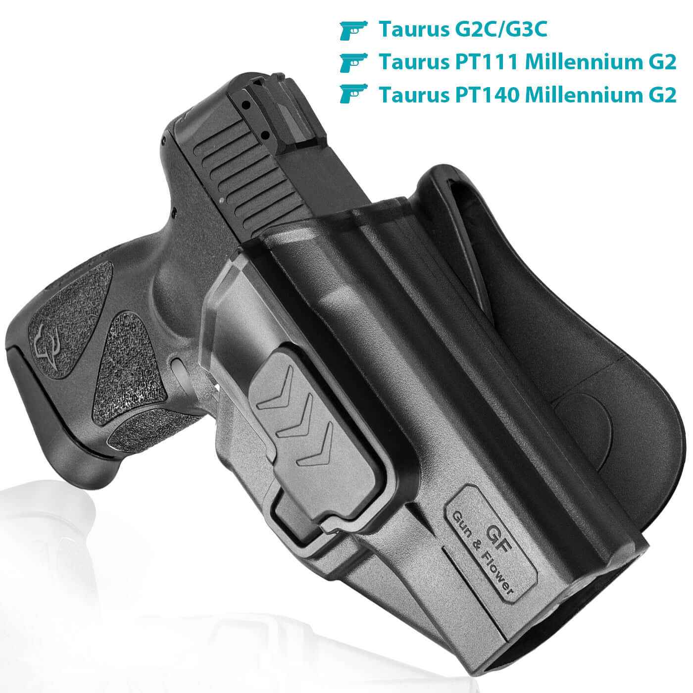 Polymer OWB Holster for Taurus G2C Taurus G3C Taurus G3C TORO Taurus PT111 Millennium G2 Taurus PT140 Millennium G2 with 1 pcs Paddle and 1 Pcs Belt Clip