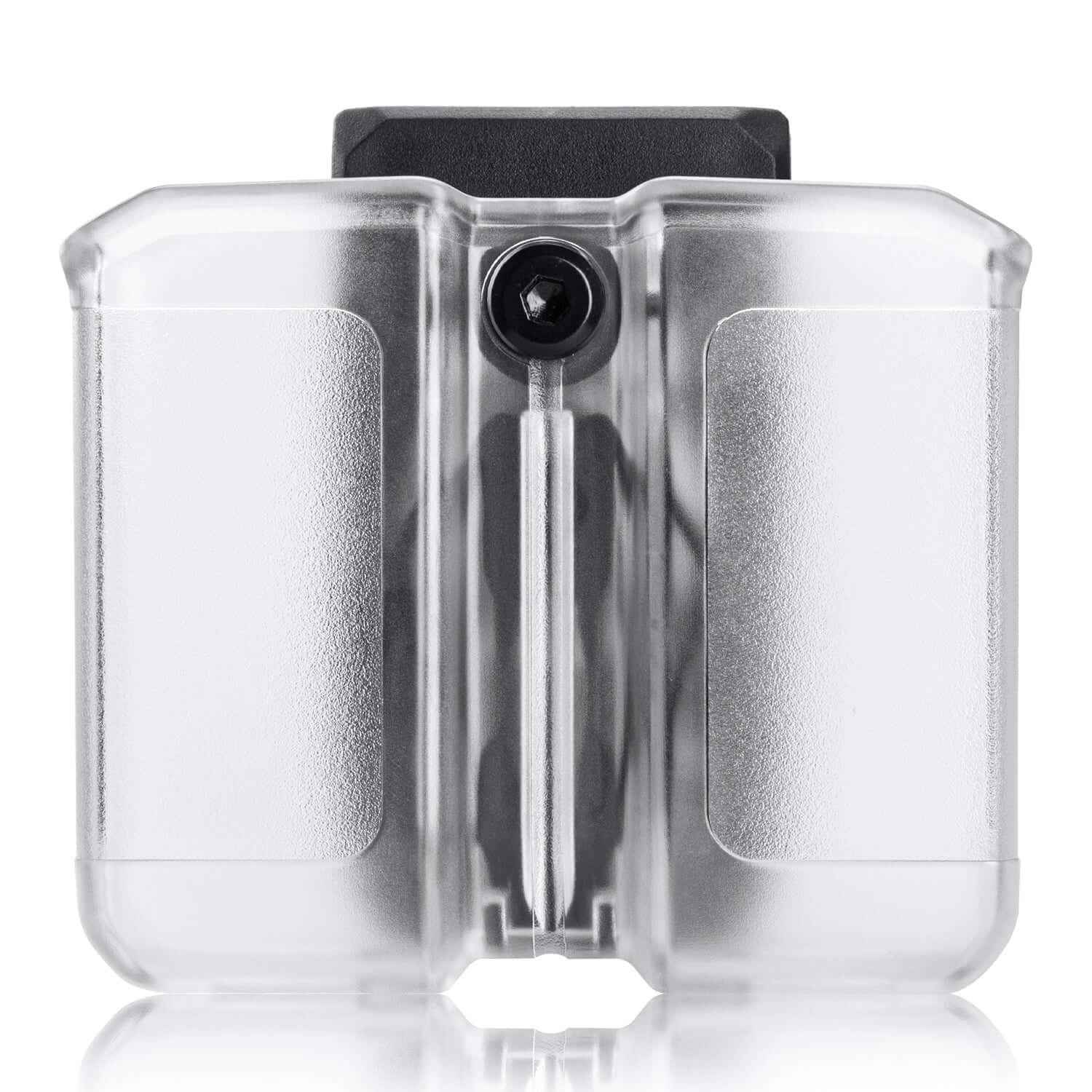 Universal Frosted Clear Double Magazine Pouch 9mm .40 Double Stack Mag Holder Mag Holster with 1.5''-2'' Belt Clip | Gun & Flower