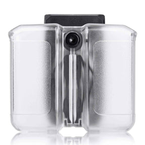 Universal Frosted Clear Double Magazine Pouch 9mm .40 Double Stack Mag Holder Mag Holster with 1.5''-2'' Belt Clip | Gun & Flower