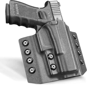 OWB Kydex Holster for Glock G19 Gen3-5  G19X  G19 Gen4 MOS  G19 Gen5 MOS  G23 Gen3-4  G26 Gen3-5  G26 Gen5 MOS  G32 Gen3-4  G44  G45  G45 MOS Adjustable Retention - Right Hand | Gun & Flower - Gunflowerholsters