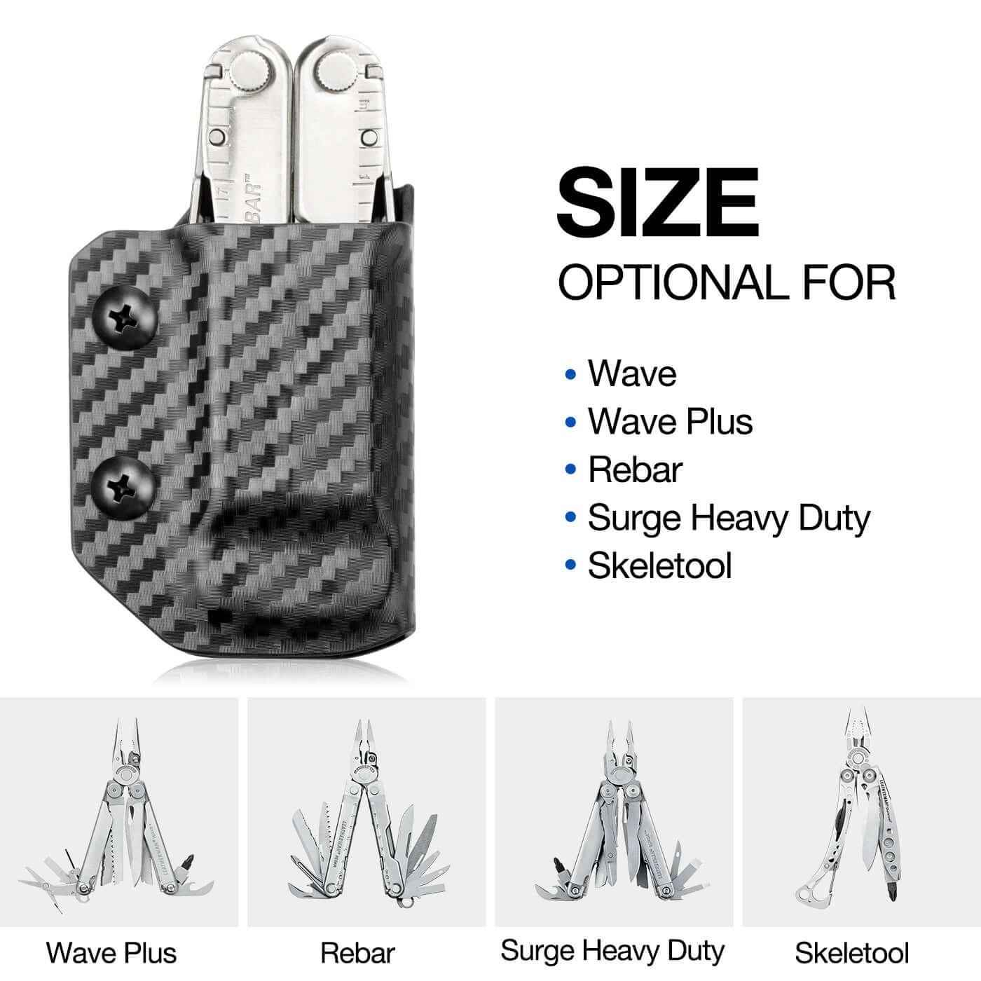 Carbon Fiber Kydex Multitool Sheath for LEATHERMAN WAVE & WAVE + PLUS/REBAR/SURGE HEAVY/SKELETOOL Multi Tool Pouch
