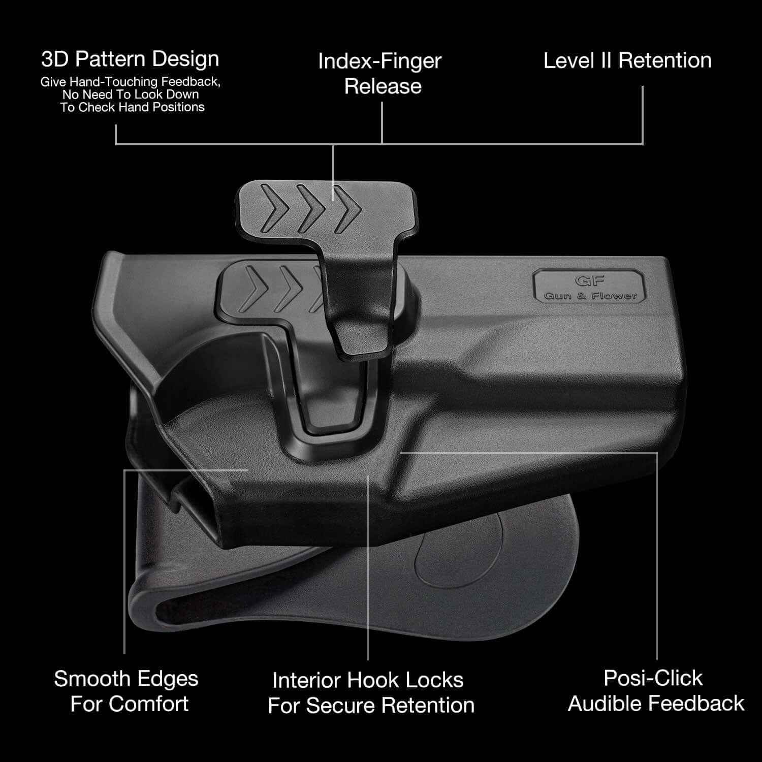 Taurus PT-840 PT840 Level II Retention Index Finger Release OWB Paddle Holster Outside Waistband Pants Trigger Guard | Gun & Flower - Gunflowerholsters