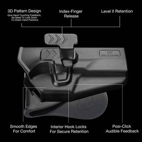 Taurus PT-840 PT840 Level II Retention Index Finger Release OWB Paddle Holster Outside Waistband Pants Trigger Guard | Gun & Flower - Gunflowerholsters