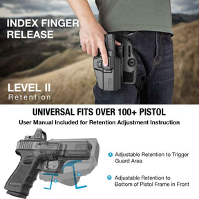 New Level II Tactical Universal Drop Leg Holster Fits 100+ Full & Compact Pistols | Right Hand