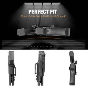 Sidecar Kydex Gun Holster Magazine Pouch for Glock 17 Gen3-5 G17 Gen4 MOS G17 Gen5 MOS G19 Gen3-5 G19 Gen4 MOS G19 Gen5 MOS G21 gen5 Glock 26 Gen3-5 G34 G19X G34 Gen5 G44 G45 MOS 9mm | Gun & Flower