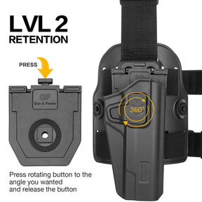 New Level II Tactical Universal Drop Leg Holster Fits 100+ Full & Compact Pistols | Right Hand