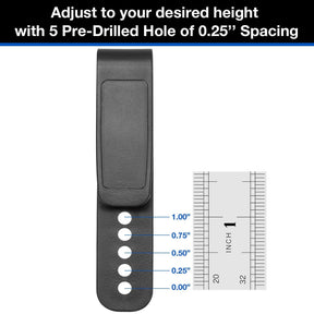 L-shape Holster Clips Grip Hook Fit 1.5'' & 1.75'' Belt - 5 Pre-Drilled Hole Tuckable Clip for Holster Knife Sheath Molle Webbing - Polymerholster