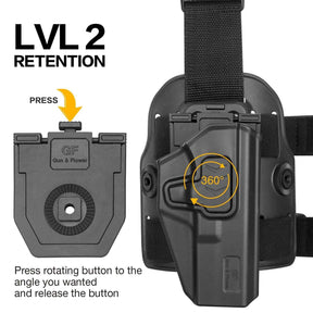 Colt 1911 5'' No Rail Handguns Drop Leg Holster with Level II Retention Index Finger Release OWB Drop Offset Thigh Holster , Right Hand | Gun & Flower