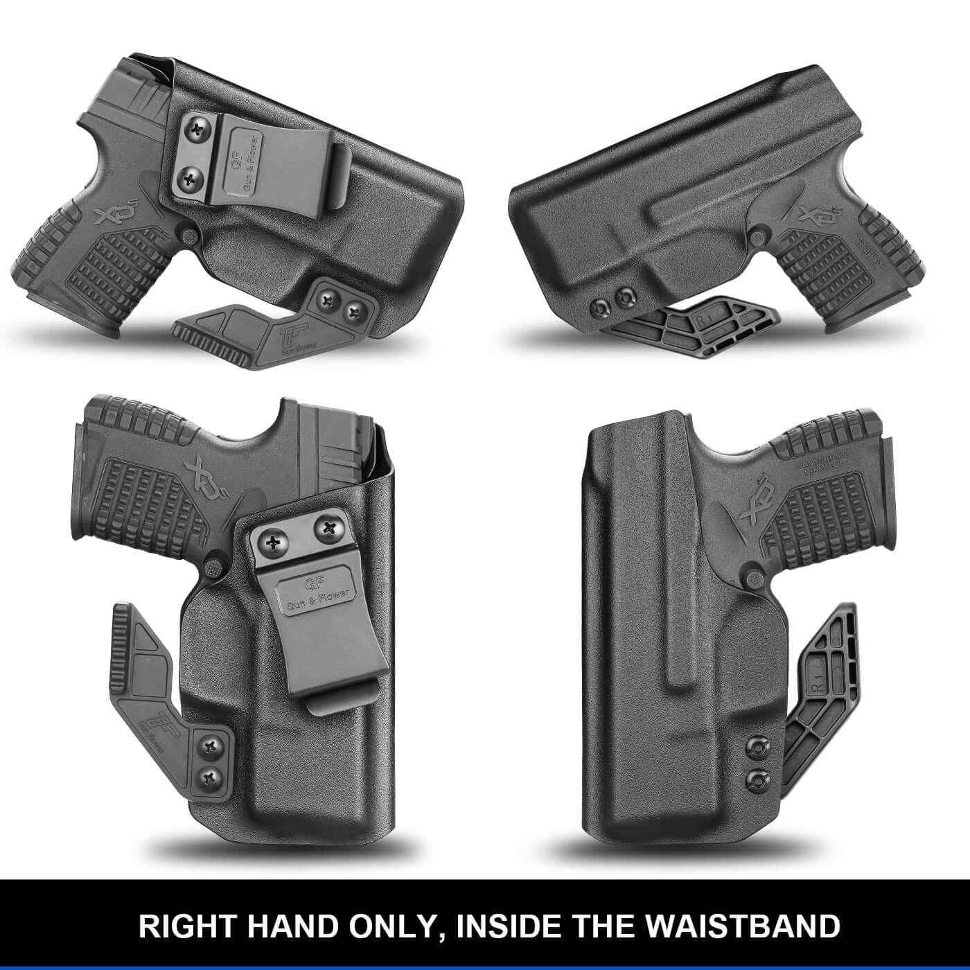 Kydex IWB Holster with Claw for Springfield XD-S XDS 3.3" 9mm/.40S&W/.45 ACP Appendix Cross Draw Concealed Carry Belt Clip Holsters | Gun & Flower