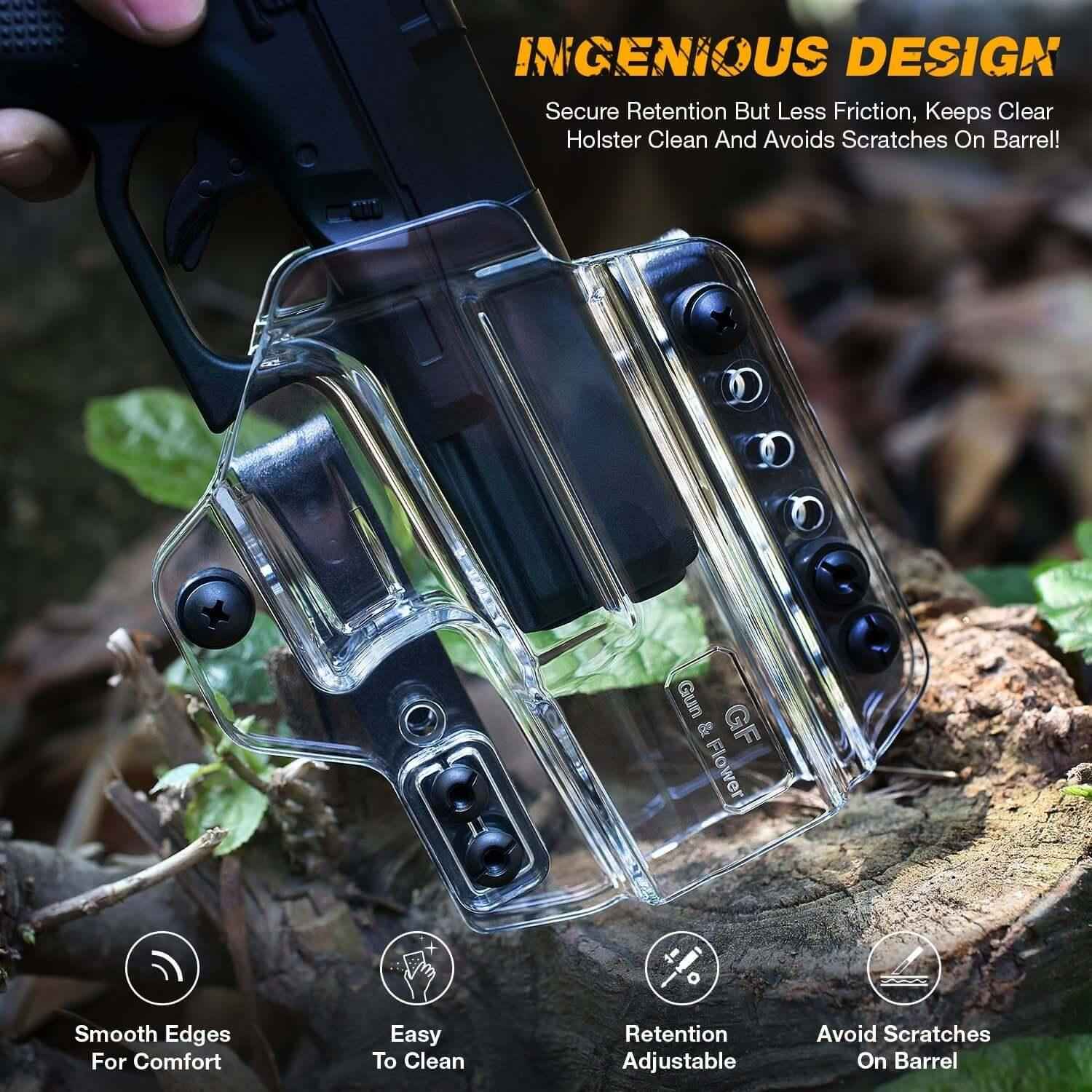 Crystal Clear IWB & OWB Convertable Polymer Holster for Taurus G2C Taurus G2S Taurus G3C Taurus G3C TORO Taurus G3 Taurus PT111 Millennium G2 Taurus PT140 Millennium G2 | Gun & Flower