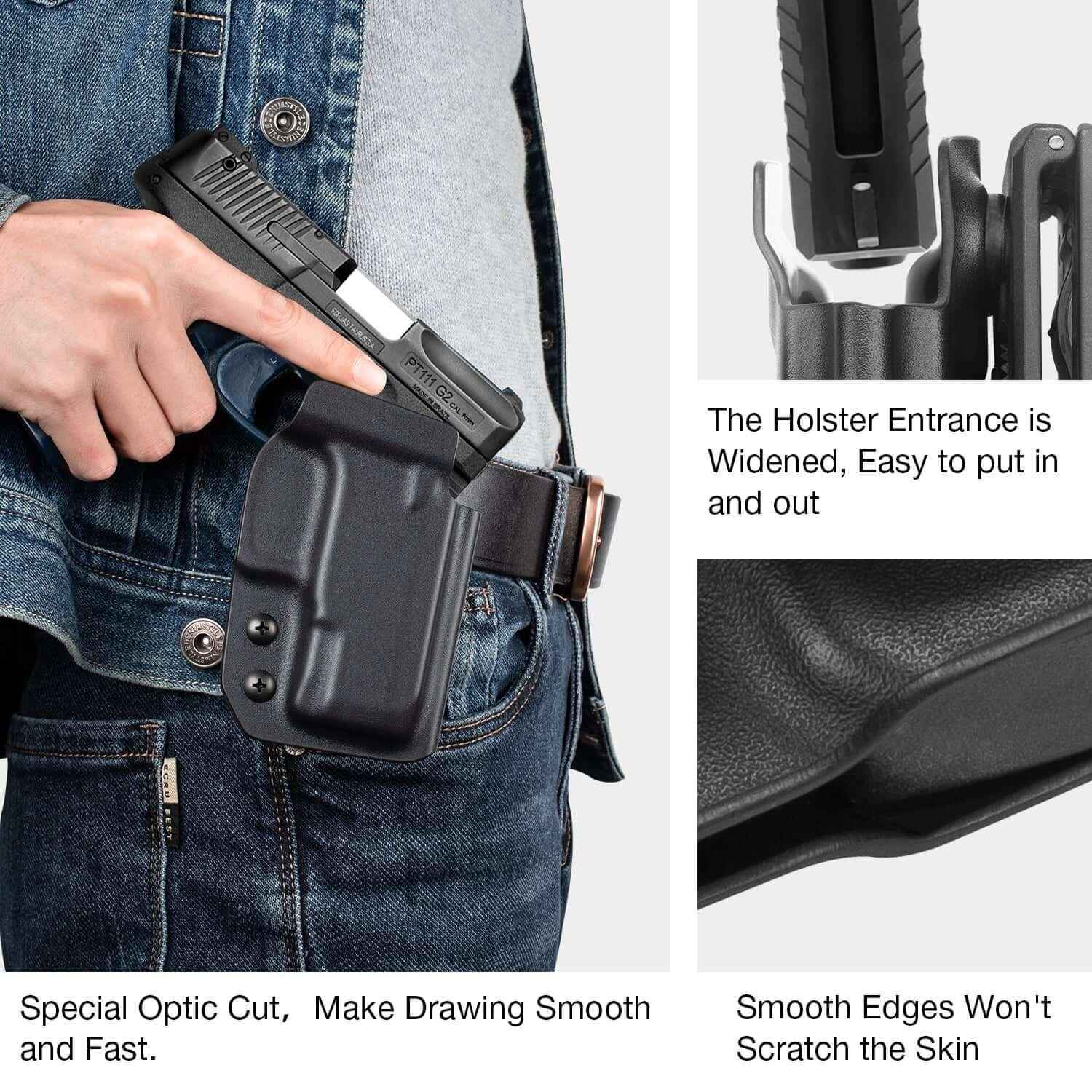 Kydex OWB Holster for Taurus G2C Taurus G2S Taurus G3C Taurus G3C TORO Taurus PT111 Millennium G2 Taurus PT140 Millennium G2 Comfortable with 2.25" Belt Clip | Gun & Flower