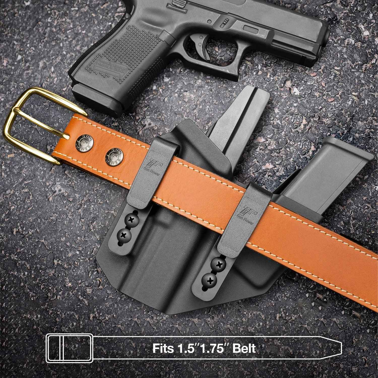 Sidecar Kydex Gun Holster Magazine Pouch for Glock 17 Gen3-5 G17 Gen4 MOS G17 Gen5 MOS G19 Gen3-5 G19 Gen4 MOS G19 Gen5 MOS G21 gen5 Glock 26 Gen3-5 G34 G19X G34 Gen5 G44 G45 MOS 9mm | Gun & Flower