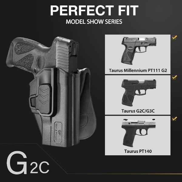 Taurus G2C Taurus G3C Taurus G3C TORO Taurus PT111 Millennium G2 Taurus PT140 Millennium G2 OWB Polymer Holster With 1 pcs Paddle  and 1 pcs Molle Attachment Adapters | Gun & Flower