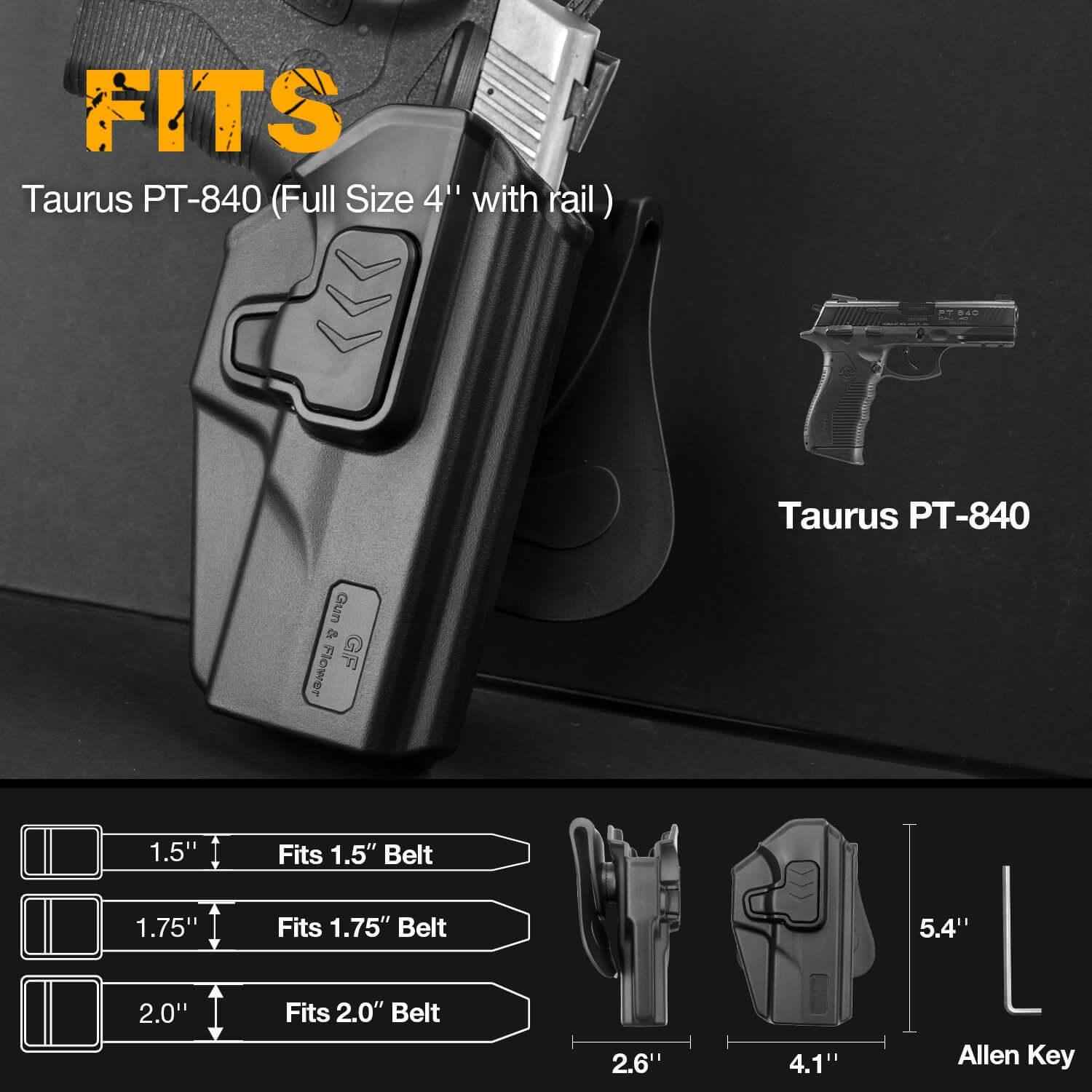 Taurus PT-840 PT840 Level II Retention Index Finger Release OWB Paddle Holster Outside Waistband Pants Trigger Guard | Gun & Flower - Gunflowerholsters