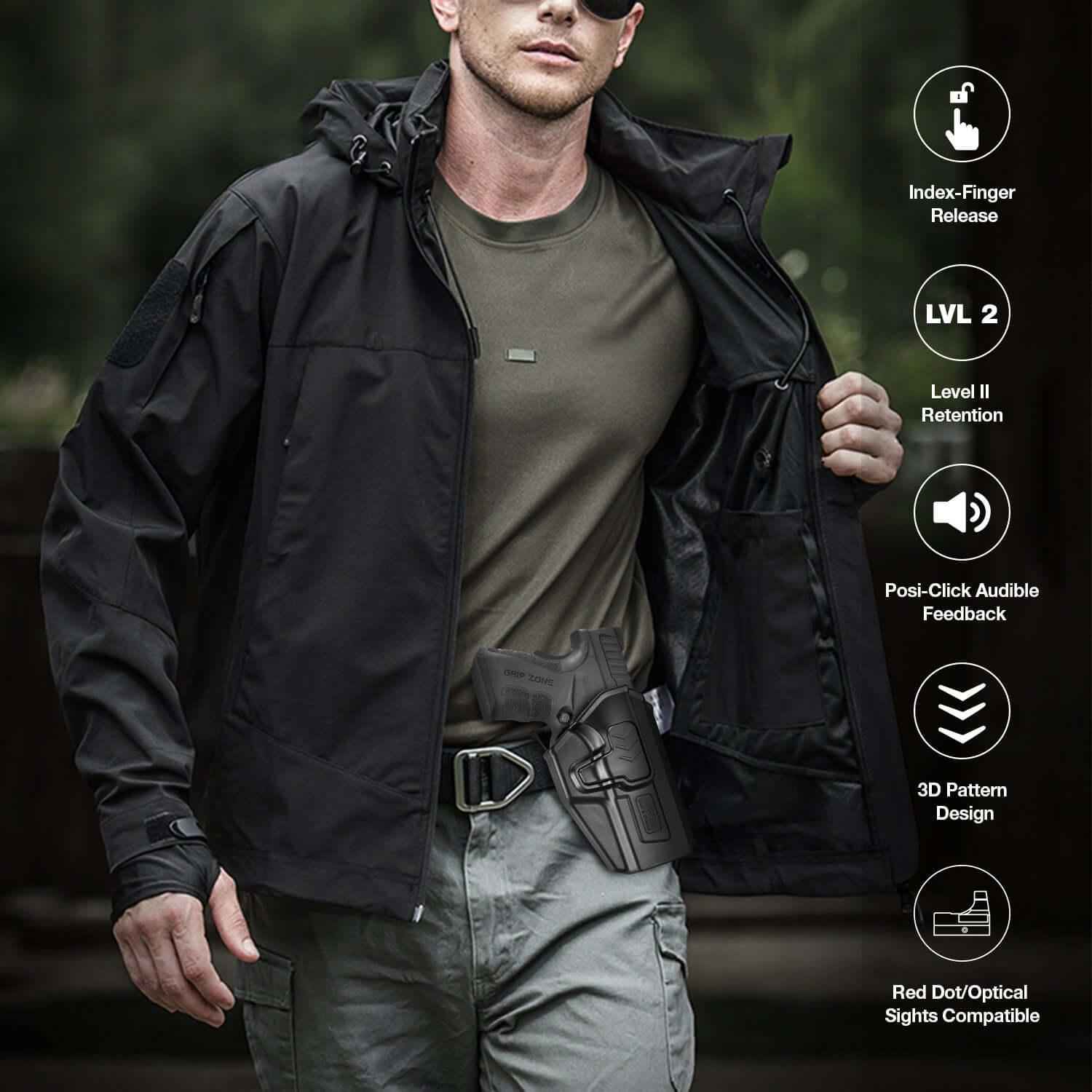 Springfield XD Level II Retention OWB Paddle Holster for 9mm/.40/.45ACP | Secure & Adjustable