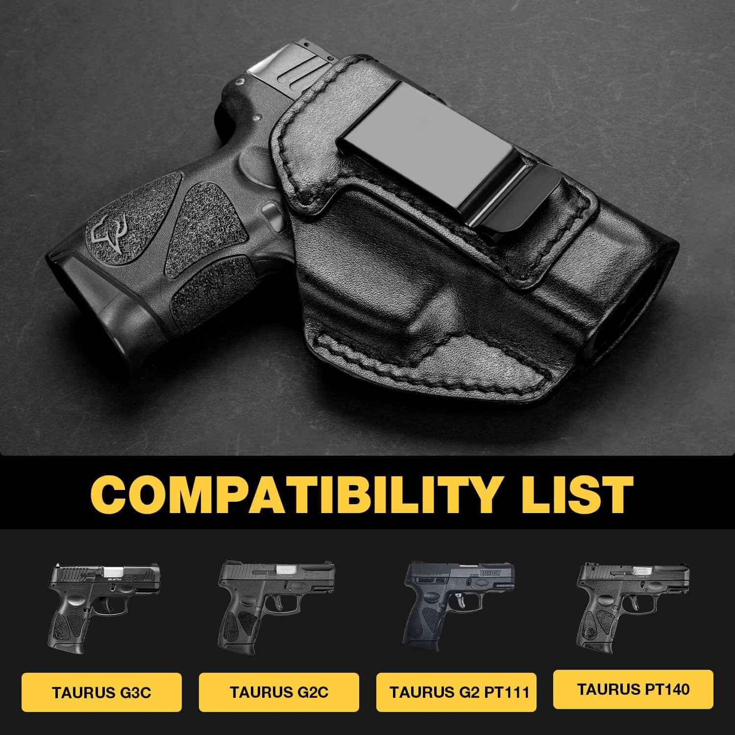 Handmade Custom Made Genuine Leather IWB Holster for Taurus G3C/G2C/G2 PT111/ PT140  | Gun & Flower