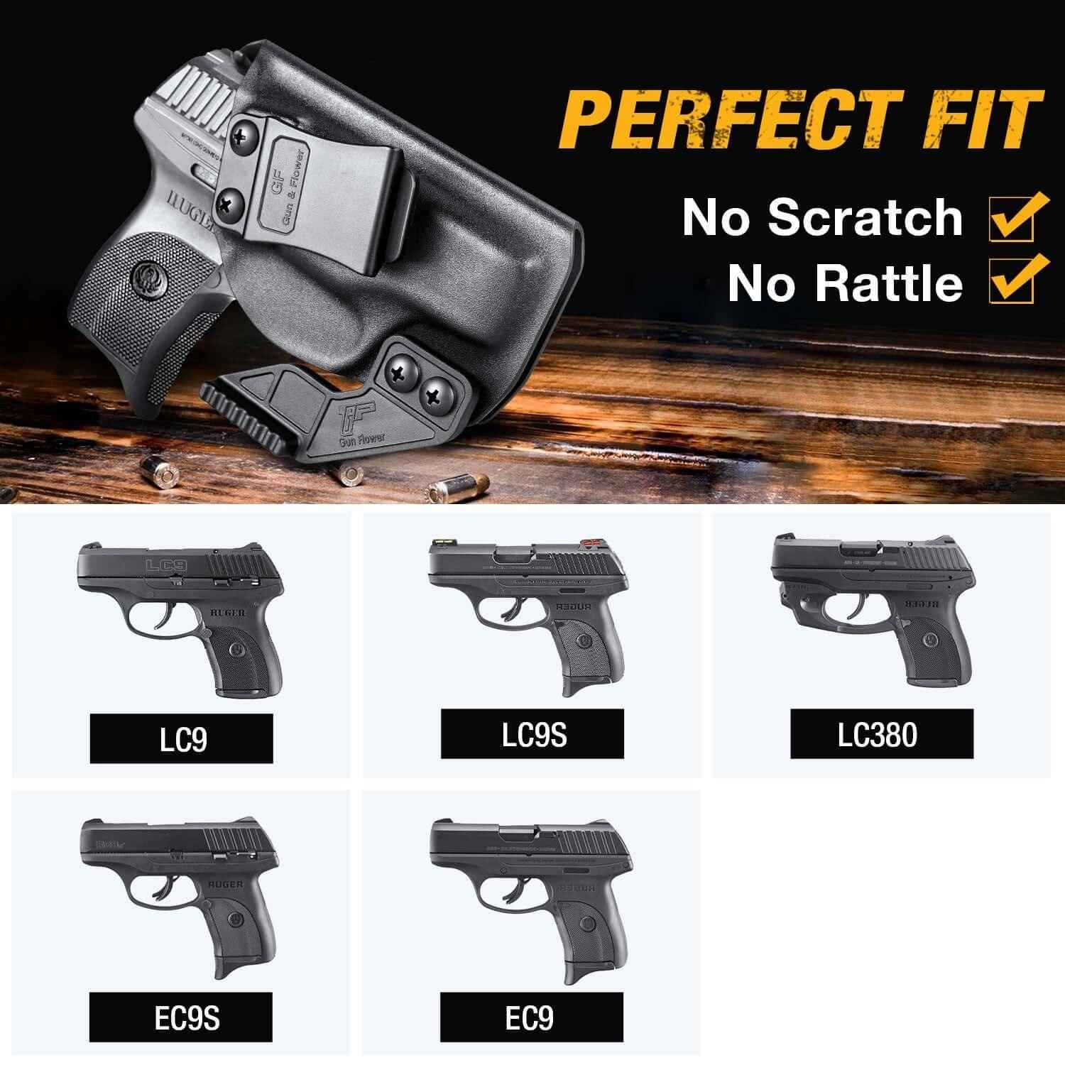 Ruger LC9/ LC9S/ EC9S/ EC9/ LC380 IWB Kydex Holsters with Claw Inside the waistband trigger guard wing holster for fat guys | Gun & Flower