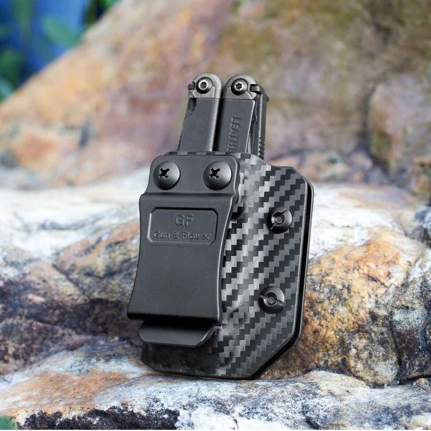 Carbon Fiber Kydex Multitool Sheath for LEATHERMAN WAVE & WAVE + PLUS/REBAR/SURGE HEAVY/SKELETOOL Multi Tool Pouch