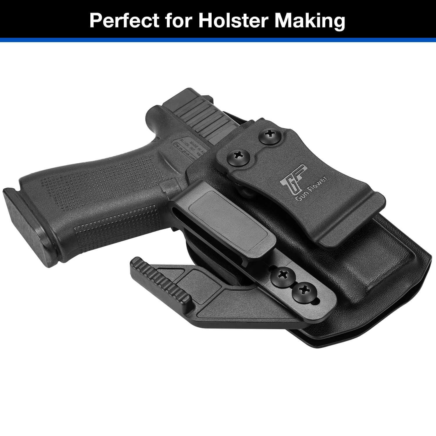 L-shape Holster Clips Grip Hook Fit 1.5'' & 1.75'' Belt - 5 Pre-Drilled Hole Tuckable Clip for Holster Knife Sheath Molle Webbing - Polymerholster