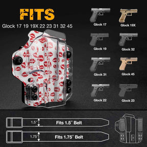 IWB&OWB Convertible Clear Holster with Lips Printing for Glock 17/19/22/23/31/32/45 Cool holstres for Women