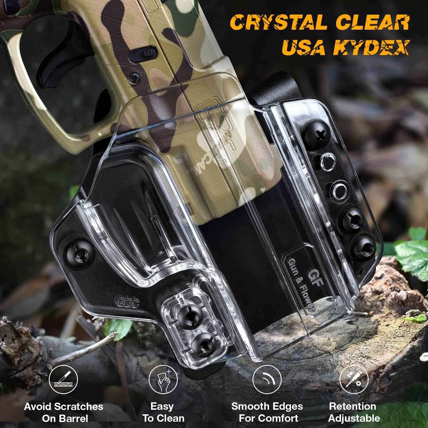 IWB&OWB Convertible Clear Holster Polymer Kydex Hybrid for Taurus G3C/G2C/Millennium G2 PT111/PT140