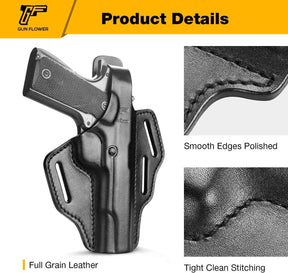 Handmade Genuine Leather OWB Thumb Break Holster for  Most 1911 5'' No Rail Pistol