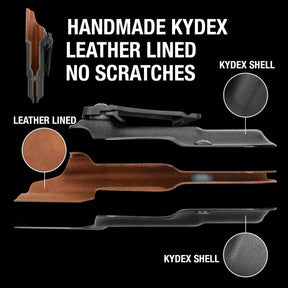 Glock G19 Gen3-5  G19X  G23 Gen3-4  G26 Gen3-5  G32 Gen3-4  G44  G45 Custom Leather Lined Kydex Holster IWB, Right Hand | Gun&Flower
