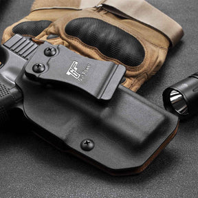 Glock G19 Gen3-5  G19X  G23 Gen3-4  G26 Gen3-5  G32 Gen3-4  G44  G45 Custom Leather Lined Kydex Holster IWB, Right Hand | Gun&Flower