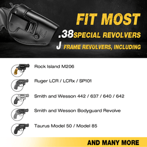 Full Grain Leather IWB Pistol Holsters for J-Frame & .38 Special Revolvers