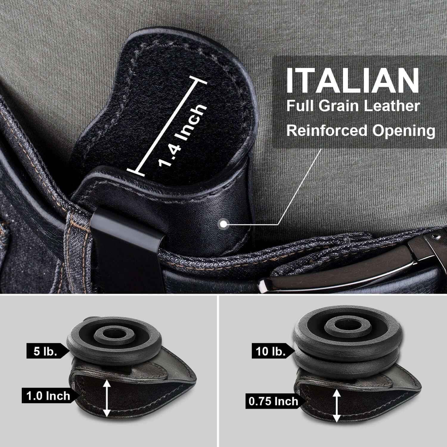 Full Grain Leather IWB Pistol Holsters for J-Frame & .38 Special Revolvers