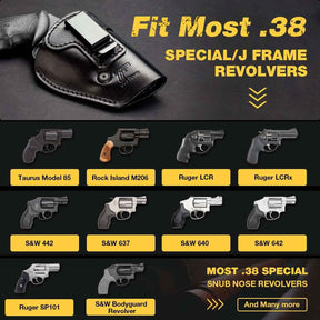 Full Grain Leather IWB Pistol Holsters for J-Frame & .38 Special Revolvers