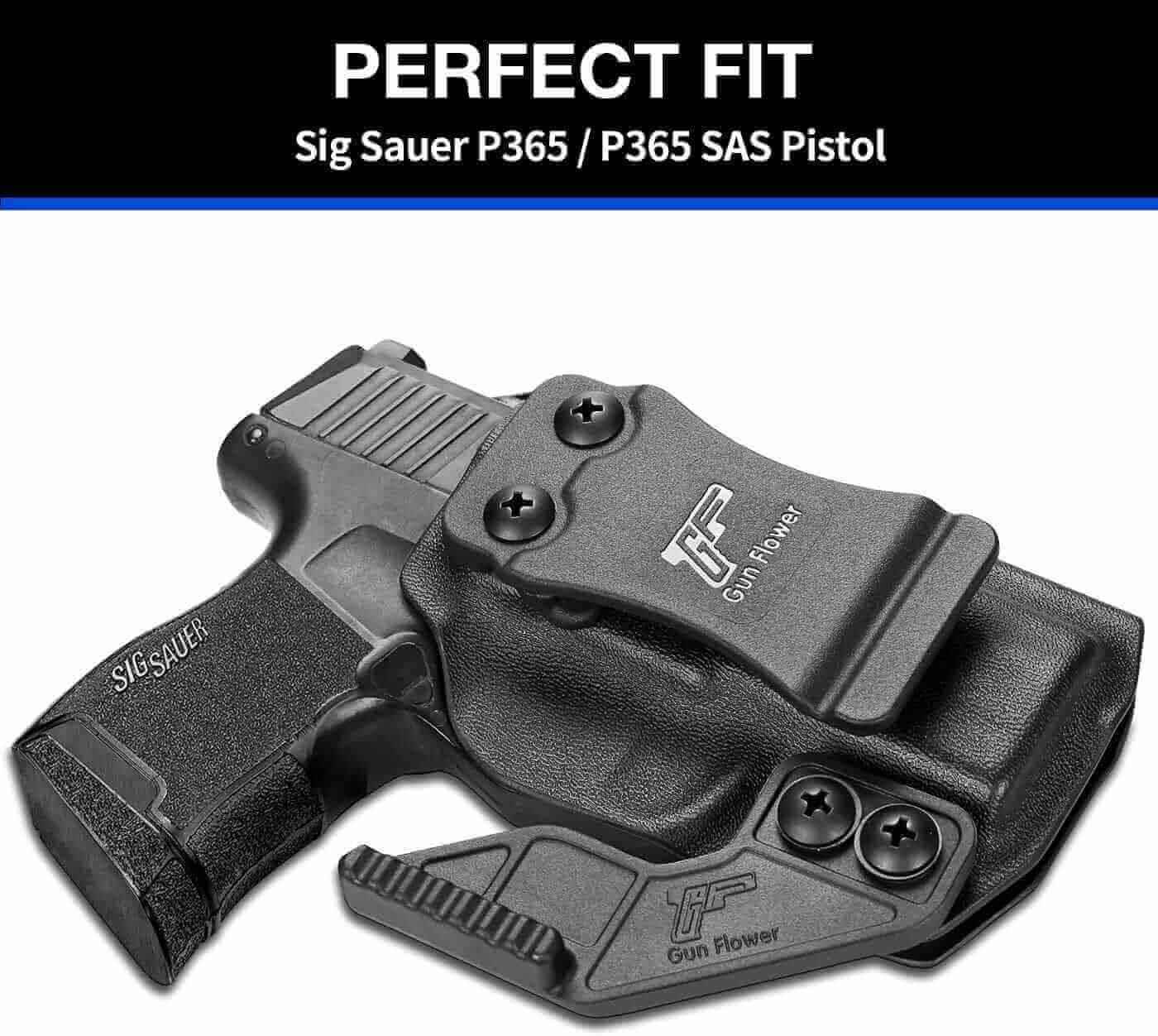 Sig Sauer P365 P365 SAS P365X P365.380 ACP IWB Kydex Holster with Holster Claw | Gun & Flower