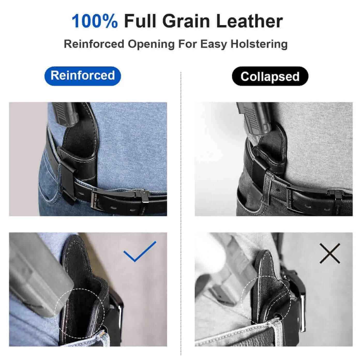 Defender Leather Universal IWB Holster Fits Most 1911 Series– Left & Right-Hand