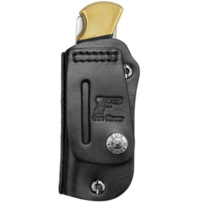 Buck 110 / 112 Ranger Folding Knife Leather Sheath, Retention Adjustable, Fit 1.5'' and 1.75'' Wide Belt | Gun & Flower - Polymerholster