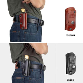 Buck 110 / 112 Ranger Folding Knife Leather Sheath, Retention Adjustable, Fit 1.5'' and 1.75'' Wide Belt | Gun & Flower - Polymerholster