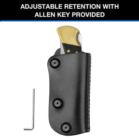 Buck 110 / 112 Ranger Folding Knife Leather Sheath, Retention Adjustable, Fit 1.5'' and 1.75'' Wide Belt | Gun & Flower - Polymerholster
