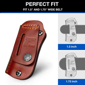 Buck 110 / 112 Ranger Folding Knife Leather Sheath, Retention Adjustable, Fit 1.5'' and 1.75'' Wide Belt | Gun & Flower - Polymerholster